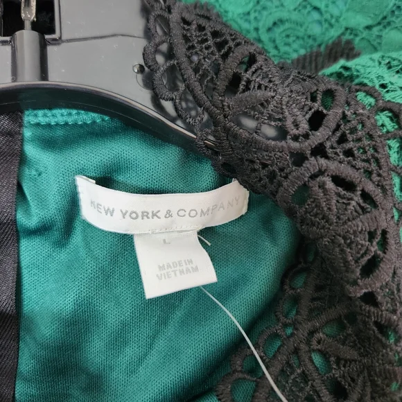NY&C Green Black Lace Dress Size L Large Cocktail Dinner Cruise Wear New - Picture 12 of 12